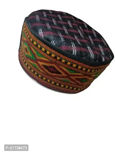 Riya Collection Unisex Wool Himachal Cap-Pahari Topi Himalayan Kraft (RED Checked, Pack of 1)-thumb0