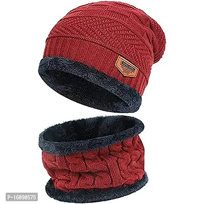 Stylish Red Beanie Cap For Men-thumb0