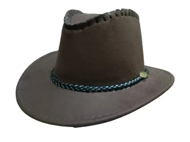 Riya Collection Cowboy Fedora Hat for Unisex in Brown Colour