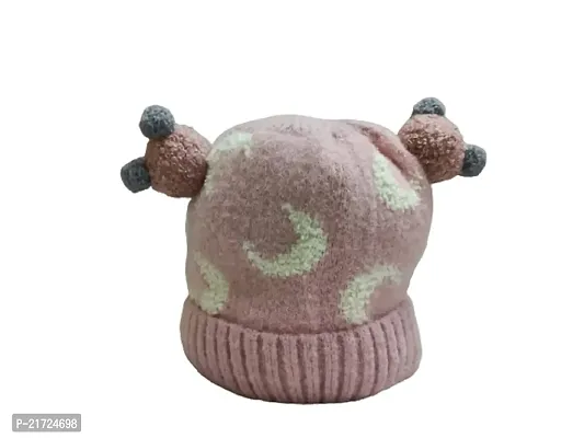 Riya Collection Pink Winter Knitted Pom Pom Cap for Baby Boys and Baby Girls (12-18 Months)-thumb0