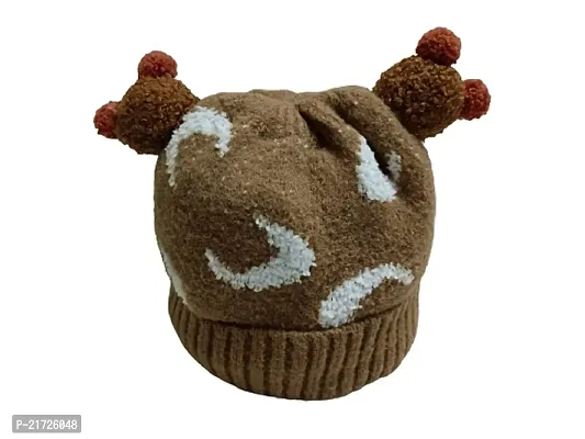 Riya Collection Brown Winter Knitted Pom Pom Cap for Baby Boys and Baby Girls (12-18 Months)
