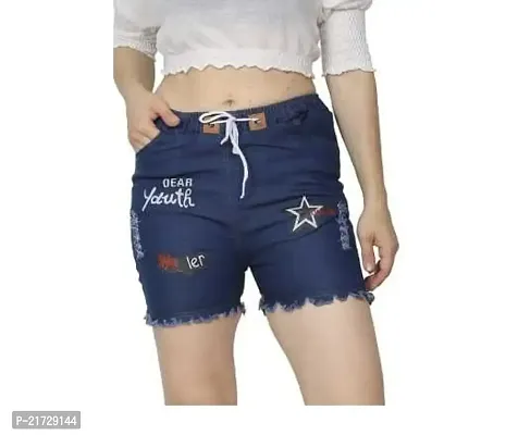 MANOKAMNA CREATION Denim Shorts for Women and Girls (multiprinted/Free Size)