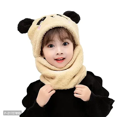 Brand Hub Boy's  Girl's Winter Fuzzy Plush Balaclava Hat Cartoon Panda Animal Thick Windproof Full Cover Earflap Hood Cap Neck Warmer Scarf Off-White-thumb0