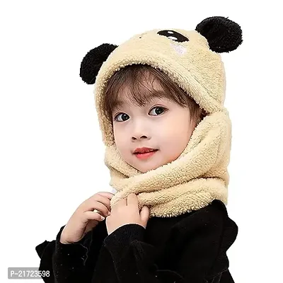 MANOKMNA Creation Baby Boy's  Girl's Cute Panda Animal Beanie Hat Hooded Scarf Fleece Cap Balaclava Cream