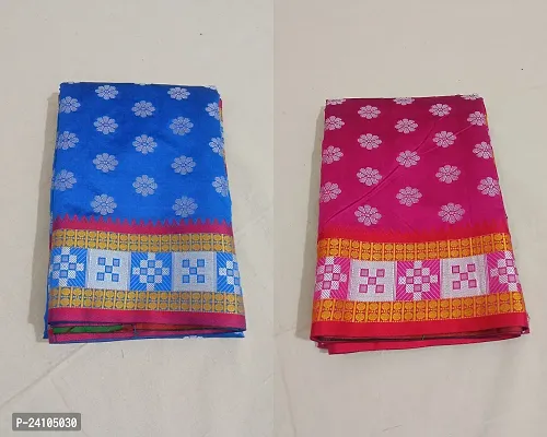 Elegant Multicoloured Art Silk Saree with Blouse piece For Women Pack Of 2