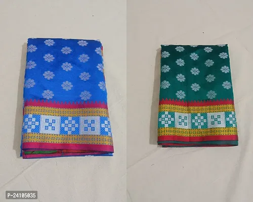 Elegant Multicoloured Art Silk Saree with Blouse piece For Women Pack Of 2