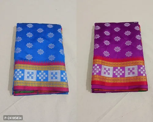 Elegant Multicoloured Art Silk Saree with Blouse piece For Women Pack Of 2-thumb0