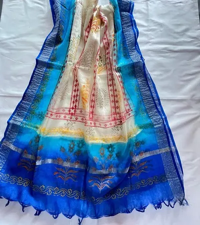 Trendy Womens Chanderi Silk Self Pattern Dupatta