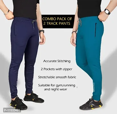 Classic Polycotton Solid Track Pants for Men, Pack of 2-thumb2