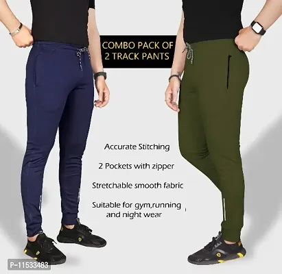 Classic Polycotton Solid Track Pants for Men, Pack of 2-thumb3