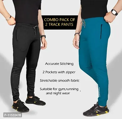 Classic Polycotton Solid Track Pants for Men, Pack of 2-thumb2