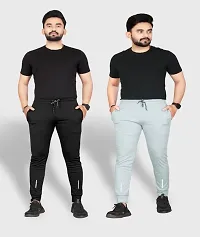 Classic Polycotton Solid Track Pants for Men, Pack of 2-thumb2