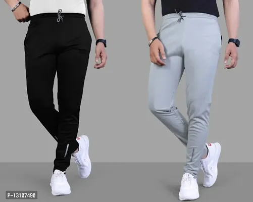 Suzaro Combo Mens Relaxed Lycra Track Pants / Regular Fit Jogger / Sport Wear Lower /Perfect Gym Pants /Stretchable Running Trousers /Nightwear and Daily Use Slim Fit Track Pants with Zipper with Bot-thumb0