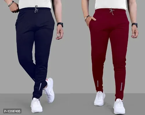 Suzaro Combo Mens Relaxed Lycra Track Pants / Regular Fit Jogger / Sport Wear Lower /Perfect Gym Pants /Stretchable Running Trousers /Nightwear and Daily Use Slim Fit Track Pants with Zipper with Bot-thumb0