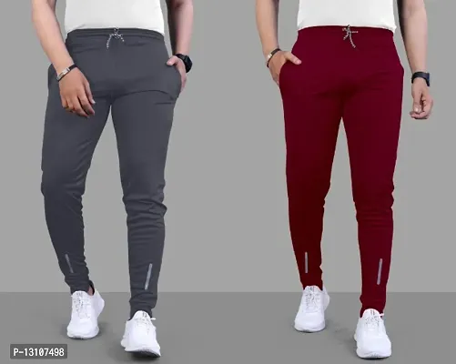 Suzaro Combo Mens Relaxed Lycra Track Pants / Regular Fit Jogger / Sport Wear Lower /Perfect Gym Pants /Stretchable Running Trousers /Nightwear and Daily Use Slim Fit Track Pants with Zipper with Bot-thumb0