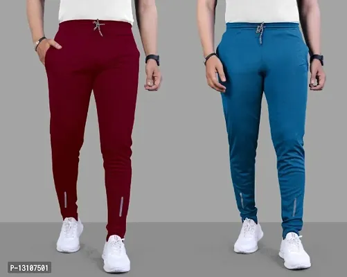 Suzaro Combo Mens Relaxed Lycra Track Pants / Regular Fit Jogger / Sport Wear Lower /Perfect Gym Pants /Stretchable Running Trousers /Nightwear and Daily Use Slim Fit Track Pants with Zipper with Bot-thumb0