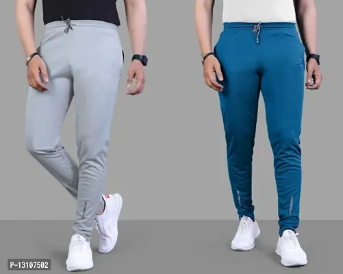 Suzaro Combo Mens Relaxed Lycra Track Pants / Regular Fit Jogger / Sport Wear Lower /Perfect Gym Pants /Stretchable Running Trousers /Nightwear and Daily Use Slim Fit Track Pants with Zipper with Bot-thumb0