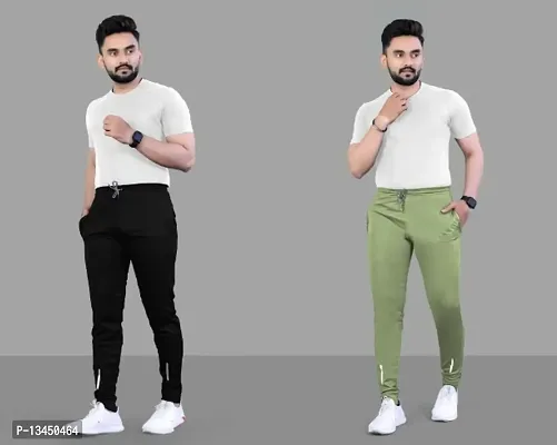 Suzaro Combo Mens Relaxed Lycra Track Pants / Regular Fit Jogger / Sport Wear Lower /Perfect Gym Pants /Stretchable Running Trousers /Nightwear and Daily Use Slim Fit Track Pants with Zipper with Bot-thumb0