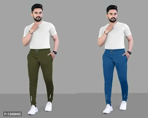 Suzaro Combo Mens Relaxed Lycra Track Pants / Regular Fit Jogger / Sport Wear Lower /Perfect Gym Pants /Stretchable Running Trousers /Nightwear and Daily Use Slim Fit Track Pants with Zipper with Bot-thumb0