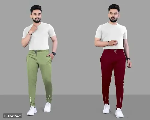 Suzaro Combo Mens Relaxed Lycra Track Pants / Regular Fit Jogger / Sport Wear Lower /Perfect Gym Pants /Stretchable Running Trousers /Nightwear and Daily Use Slim Fit Track Pants with Zipper with Bot-thumb0