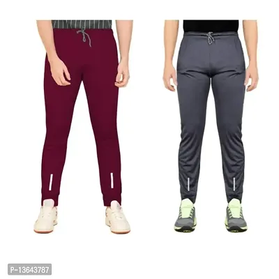 Combo Mens Relaxed Lycra Track Pants / Regular Fit Jogger / Sport Wear Lower /Perfect Gym Pants /Stretchable Running Trousers /Nightwear and Daily Use Slim Fit Track Pants with Zipper with Both Size