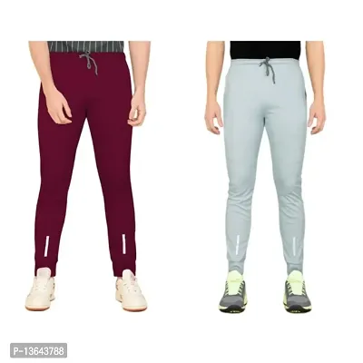 Combo Mens Relaxed Lycra Track Pants / Regular Fit Jogger / Sport Wear Lower /Perfect Gym Pants /Stretchable Running Trousers /Nightwear and Daily Use Slim Fit Track Pants with Zipper with Both Size-thumb0