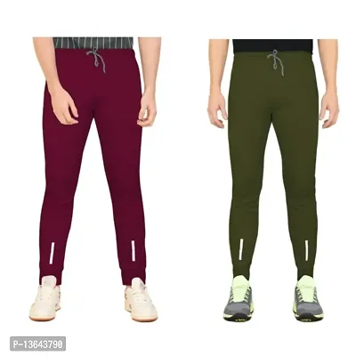 Combo Mens Relaxed Lycra Track Pants / Regular Fit Jogger / Sport Wear Lower /Perfect Gym Pants /Stretchable Running Trousers /Nightwear and Daily Use Slim Fit Track Pants with Zipper with Both Size