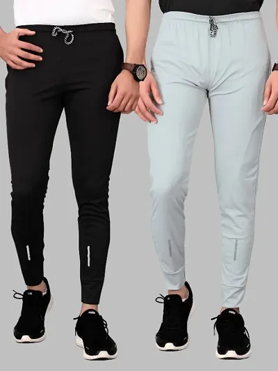 Combo Mens Relaxed Lycra Track Pants / Regular Fit Jogger / Sport Wear Lower /Perfect Gym Pants /Stretchable Running Trousers /Nightwear and Daily Use Slim Fit Track Pants with Zipper with Both Size Pack of 2