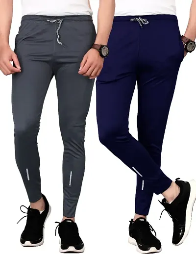 Combo Mens Relaxed Lycra Track Pants / Regular Fit Jogger / Sport Wear Lower /Perfect Gym Pants /Stretchable Running Trousers /Nightwear and Daily Use Slim Fit Track Pants with Zipper with Both Size