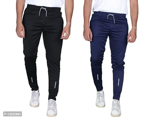 Multicoloured Polyester Regular Track Pants For Men Pack of 2