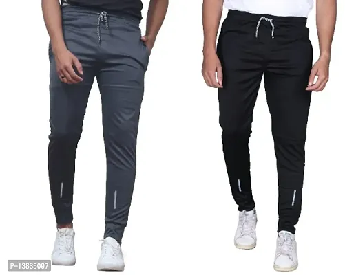 Multicoloured Polyester Regular Track Pants For Men Pack of 2