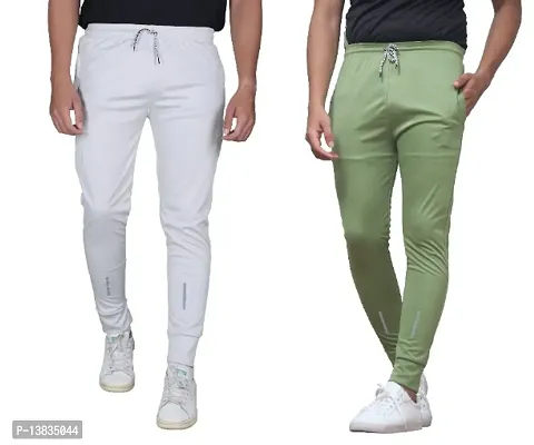 Combo Mens Relaxed Lycra Track Pants / Regular Fit Jogger / Sport Wear Lower /Perfect Gym Pants /Stretchable Running Trousers /Nightwear and Daily Use Slim Fit Track Pants with Zipper with Both Size-thumb0