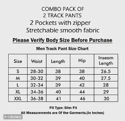 Combo Mens Relaxed Lycra Track Pants / Regular Fit Jogger / Sport Wear Lower /Perfect Gym Pants /Stretchable Running Trousers /Nightwear and Daily Use Slim Fit Track Pants with Zipper with Both Size-thumb2