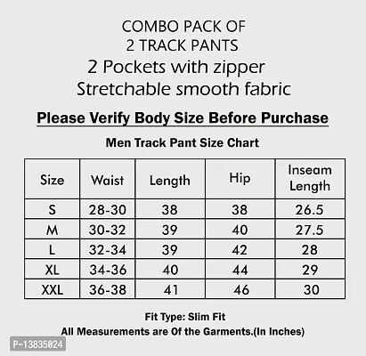 Combo Mens Relaxed Lycra Track Pants / Regular Fit Jogger / Sport Wear Lower /Perfect Gym Pants /Stretchable Running Trousers /Nightwear and Daily Use Slim Fit Track Pants with Zipper with Both Size-thumb3