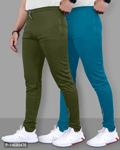 Classic Polyester Solid Track Pants for Men, Pack of 2