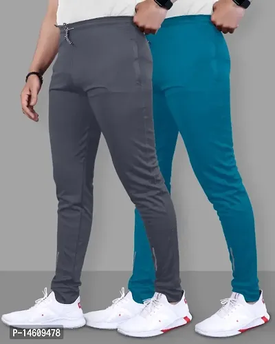 Classic Polyester Solid Track Pants for Men, Pack of 2