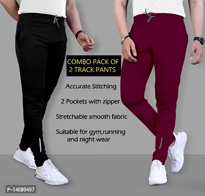 Classic Polyester Solid Track Pants for Men, Pack of 2-thumb4