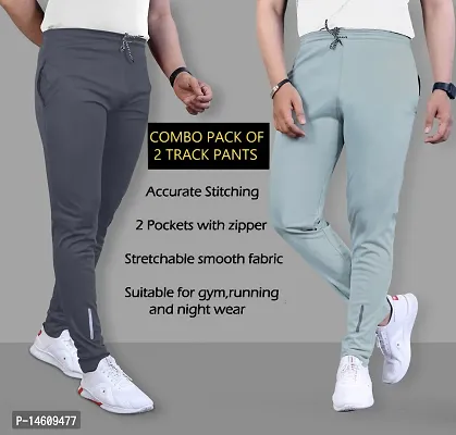 Classic Polyester Solid Track Pants for Men, Pack of 2-thumb4