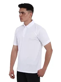 JMDE Men Polo Collar Neck Cotton Blend Tshirt White-thumb2