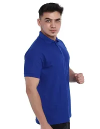 JMDE Men Polo Collar Neck Cotton Blend Tshirt Blue-thumb3