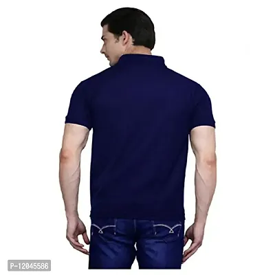 JMDE JMD Enterprises Cotton Blend Polo Neck T-Shirt Dark Blue (Large)-thumb2