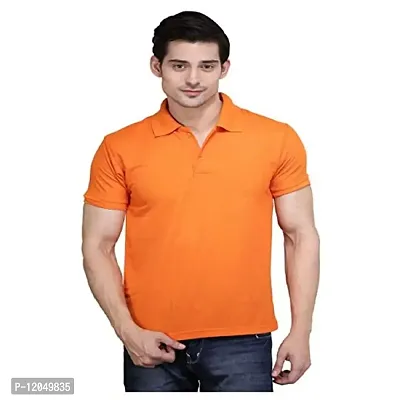 JMDE JMD Enterprises Cotton Blend Polo Neck T-Shirt Orange (Small)-thumb0