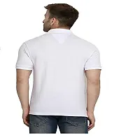 JMDE Men's Collared Neck Polo Casual T-Shirt for Men White (Large)-thumb1