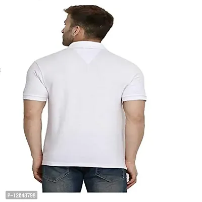 JMDE Men's Collared Neck Polo Casual T-Shirt for Men White (Large)-thumb2