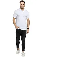 JMDE Men's Collared Neck Polo Casual T-Shirt for Men White (Large)-thumb4