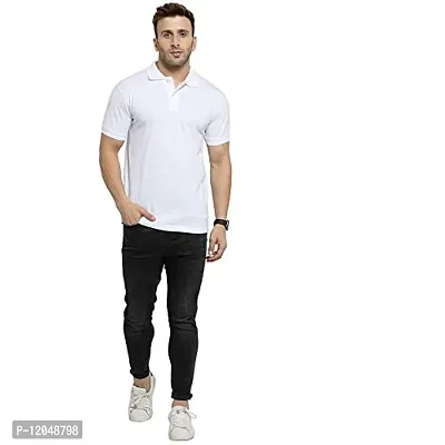 JMDE Men's Collared Neck Polo Casual T-Shirt for Men White (Large)-thumb5