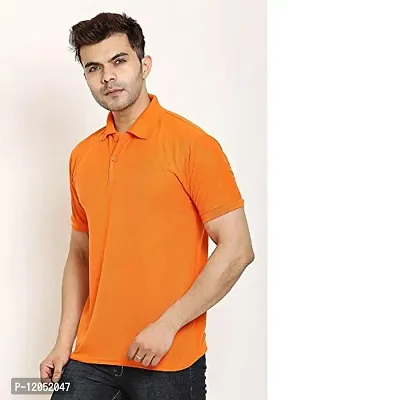 JMDE Men's Collared Neck Polo T-Shirt for Men Orange (Large)-thumb4