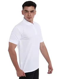 JMDE Men Polo Collar Neck Cotton Blend Tshirt White-thumb3