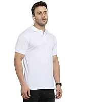 JMDE Men's Collared Neck Polo Casual T-Shirt for Men White (Large)-thumb2