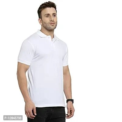 JMDE Men's Collared Neck Polo Casual T-Shirt for Men White (Large)-thumb3